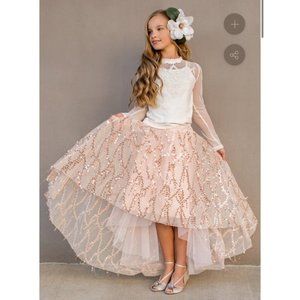 Joyfolie Girl's Rose Gold Sequin Skirt Size 12